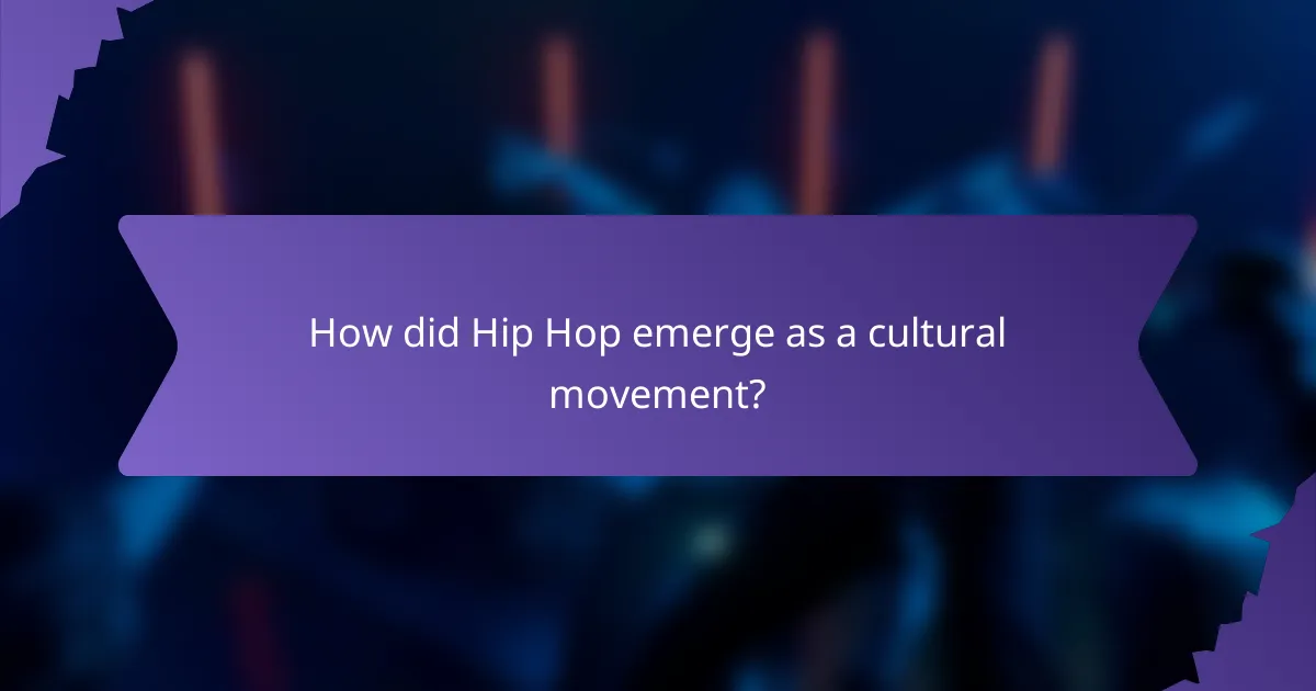 How did Hip Hop emerge as a cultural movement?