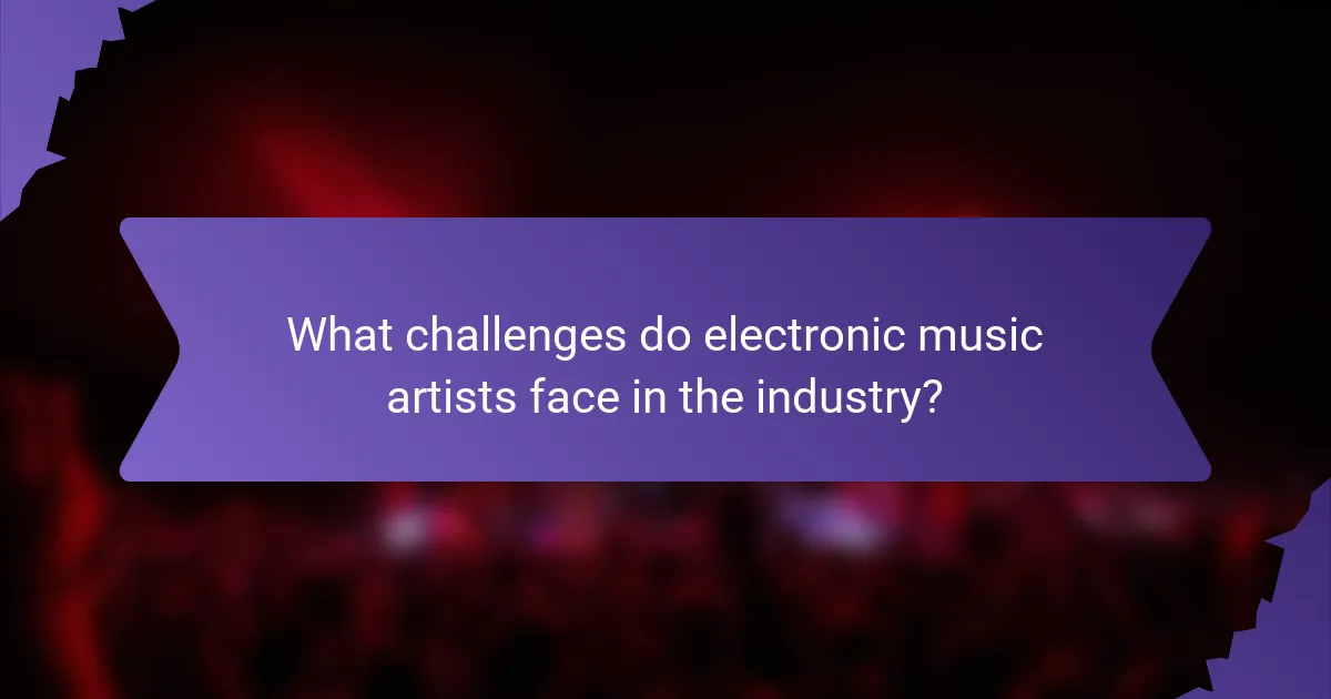 What challenges do electronic music artists face in the industry?