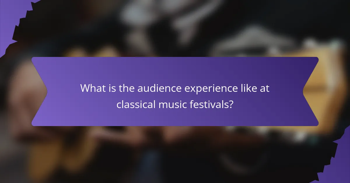 What is the audience experience like at classical music festivals?